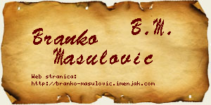 Branko Mašulović vizit kartica